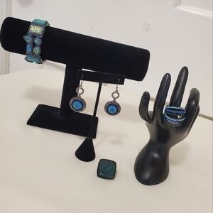 Fashion Jewelry Bracelet, Earrings & 2 Rings set